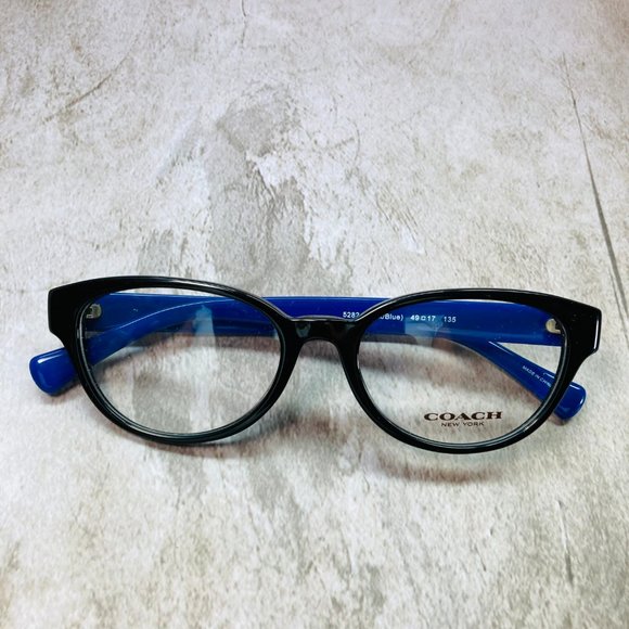 Coach Oval Black Blue And Silver Eyeglasses Glasses Frames NWOT - Picture 12 of 12